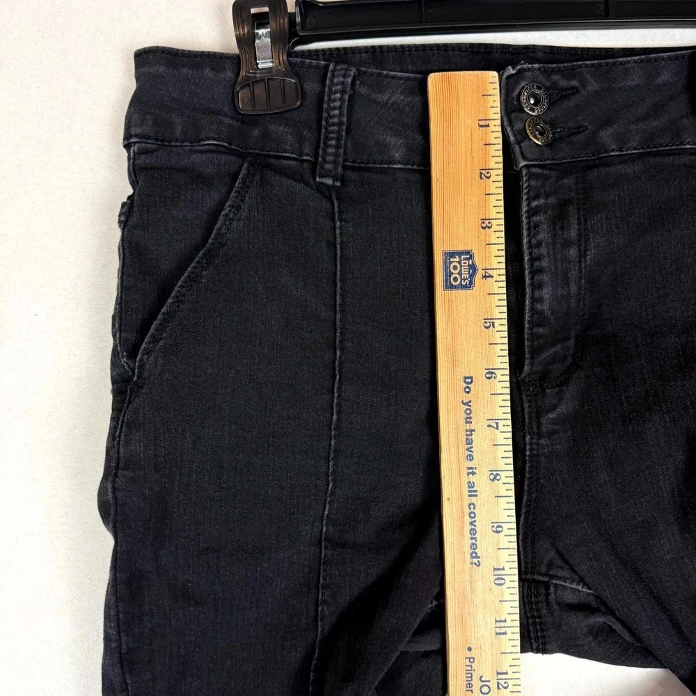 Sandpiper Jeans Womens 12P Black Cotton‎ Stretch Denim Dark Wash Seamed Front